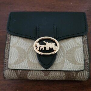 Coach Wallet with Change Pouch, Brown, Black, Tan